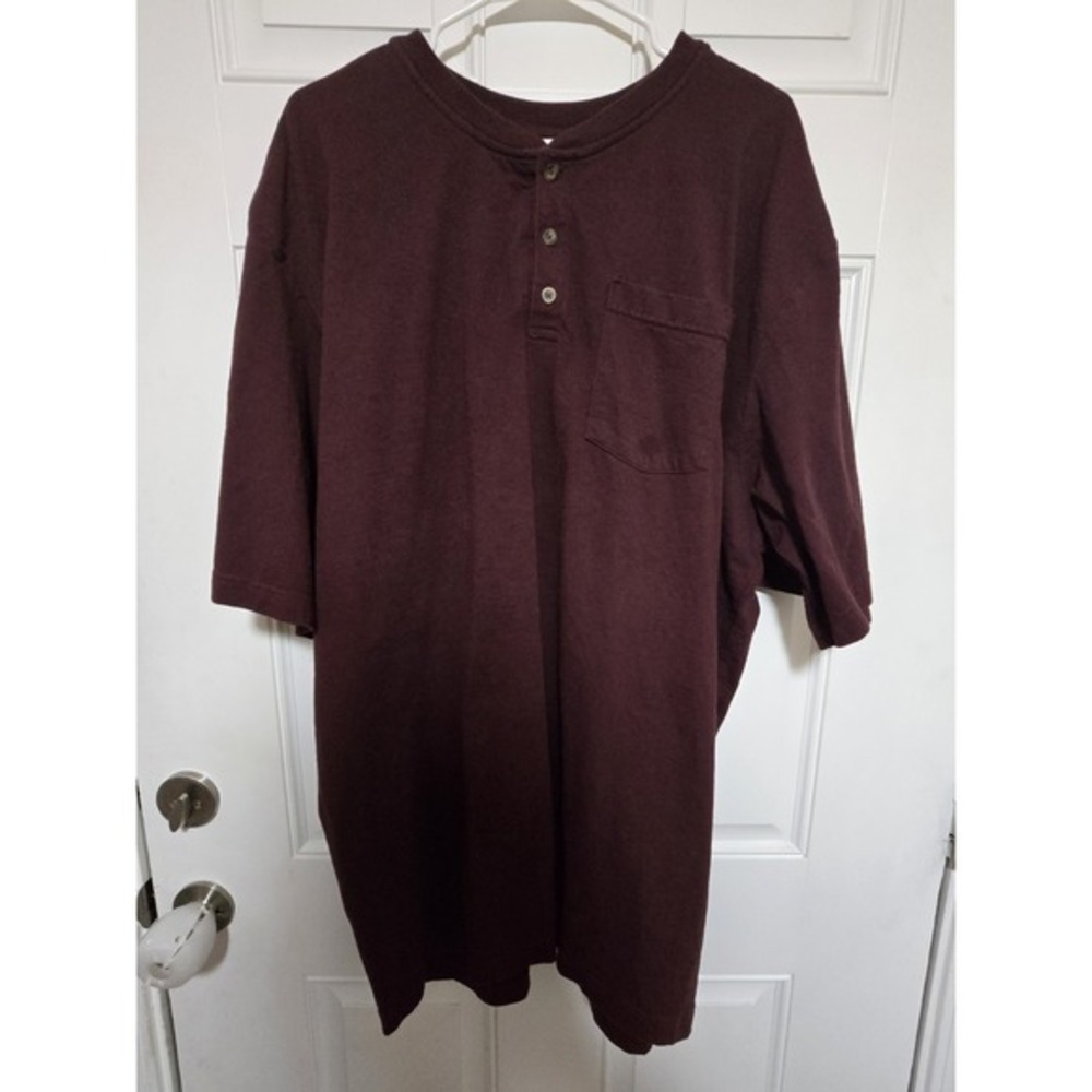 Carhartt Shirt Mens Size 3XL Maroon Red Short Sleeve Quarter Button Original Fit
